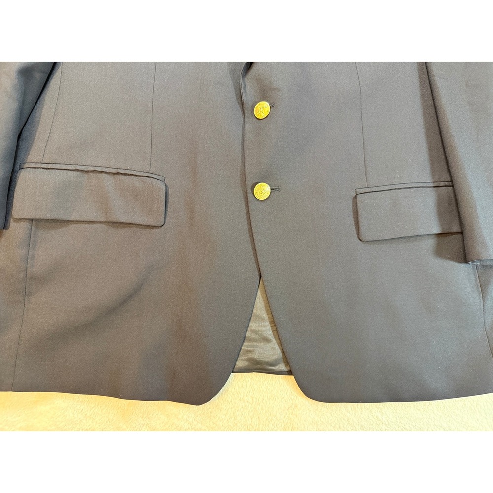 Chaps Ralph Lauren Mens Navy Blue Pure Wool Blazer Gold Crest Buttons  NO TAG - Picture 3 of 10